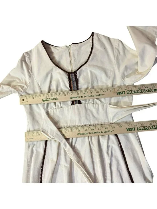 Vintage Prairie Maxi Dress Used Womens Small Cream Brown Boho - Picture 11 of 16